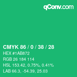 Color code: CMYK 86 / 0 / 38 / 28 | qconv.com