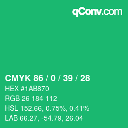 Color code: CMYK 86 / 0 / 39 / 28 | qconv.com