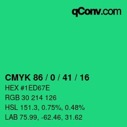 Color code: CMYK 86 / 0 / 41 / 16 | qconv.com