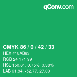 Color code: CMYK 86 / 0 / 42 / 33 | qconv.com