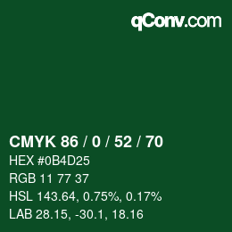 Color code: CMYK 86 / 0 / 52 / 70 | qconv.com