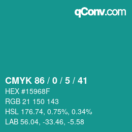 Farbcode: CMYK 86 / 0 / 5 / 41 | qconv.com