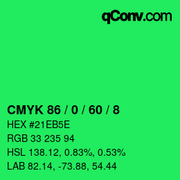 カラーコード: CMYK 86 / 0 / 60 / 8 | qconv.com