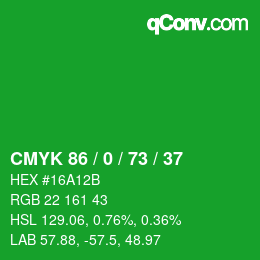 Color code: CMYK 86 / 0 / 73 / 37 | qconv.com