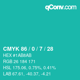 Farbcode: CMYK 86 / 0 / 7 / 28 | qconv.com