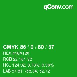 Color code: CMYK 86 / 0 / 80 / 37 | qconv.com