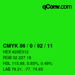 Color code: CMYK 86 / 0 / 92 / 11 | qconv.com