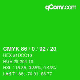 Farbcode: CMYK 86 / 0 / 92 / 20 | qconv.com