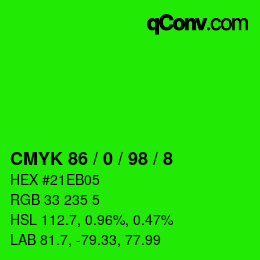 Color code: CMYK 86 / 0 / 98 / 8 | qconv.com