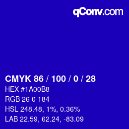 Código de color: CMYK 86 / 100 / 0 / 28 | qconv.com