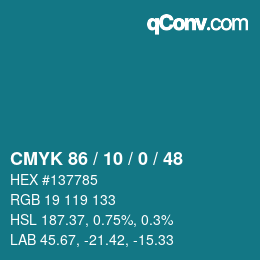 Código de color: CMYK 86 / 10 / 0 / 48 | qconv.com