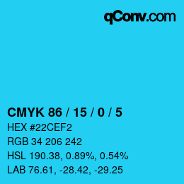 Color code: CMYK 86 / 15 / 0 / 5 | qconv.com