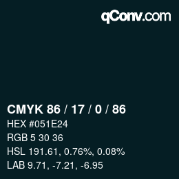 Color code: CMYK 86 / 17 / 0 / 86 | qconv.com