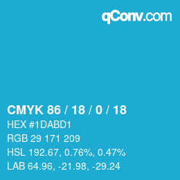 颜色代码: CMYK 86 / 18 / 0 / 18 | qconv.com