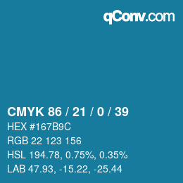 Color code: CMYK 86 / 21 / 0 / 39 | qconv.com