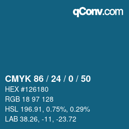 Color code: CMYK 86 / 24 / 0 / 50 | qconv.com