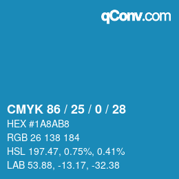 Color code: CMYK 86 / 25 / 0 / 28 | qconv.com