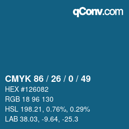 Color code: CMYK 86 / 26 / 0 / 49 | qconv.com