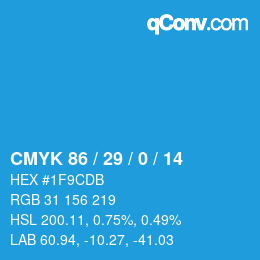 颜色代码: CMYK 86 / 29 / 0 / 14 | qconv.com