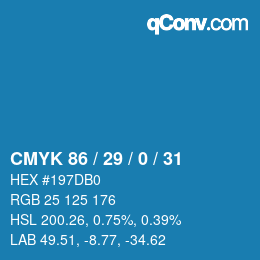 颜色代码: CMYK 86 / 29 / 0 / 31 | qconv.com