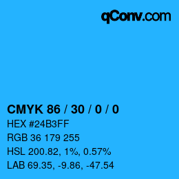 Color code: CMYK 86 / 30 / 0 / 0 | qconv.com