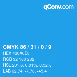 カラーコード: CMYK 86 / 31 / 0 / 9 | qconv.com