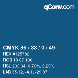 Color code: CMYK 86 / 33 / 0 / 49 | qconv.com