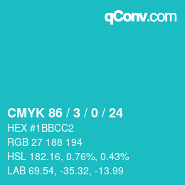 Farbcode: CMYK 86 / 3 / 0 / 24 | qconv.com