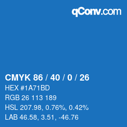 カラーコード: CMYK 86 / 40 / 0 / 26 | qconv.com