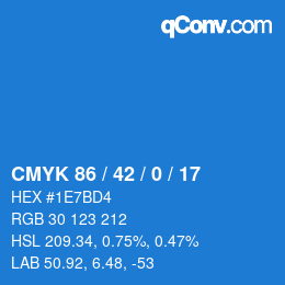 Color code: CMYK 86 / 42 / 0 / 17 | qconv.com