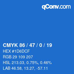 Farbcode: CMYK 86 / 47 / 0 / 19 | qconv.com