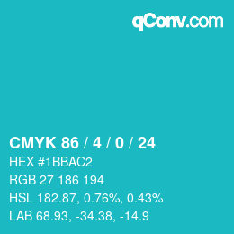 颜色代码: CMYK 86 / 4 / 0 / 24 | qconv.com