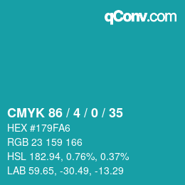 Farbcode: CMYK 86 / 4 / 0 / 35 | qconv.com
