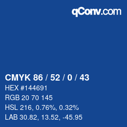 颜色代码: CMYK 86 / 52 / 0 / 43 | qconv.com