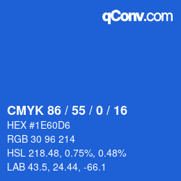 颜色代码: CMYK 86 / 55 / 0 / 16 | qconv.com