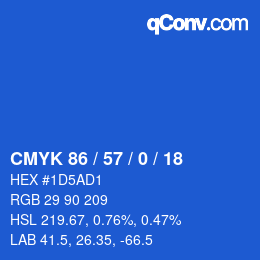 カラーコード: CMYK 86 / 57 / 0 / 18 | qconv.com