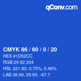 カラーコード: CMYK 86 / 60 / 0 / 20 | qconv.com