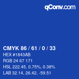 Color code: CMYK 86 / 61 / 0 / 33 | qconv.com