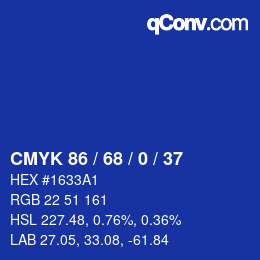 Color code: CMYK 86 / 68 / 0 / 37 | qconv.com