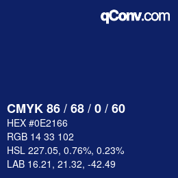 カラーコード: CMYK 86 / 68 / 0 / 60 | qconv.com
