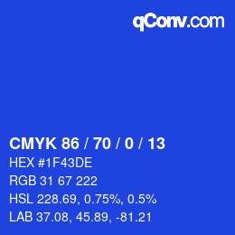 Color code: CMYK 86 / 70 / 0 / 13 | qconv.com