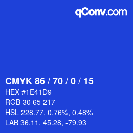 カラーコード: CMYK 86 / 70 / 0 / 15 | qconv.com