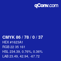 Color code: CMYK 86 / 78 / 0 / 37 | qconv.com