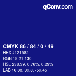 Color code: CMYK 86 / 84 / 0 / 49 | qconv.com