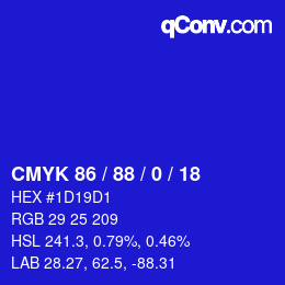 Color code: CMYK 86 / 88 / 0 / 18 | qconv.com