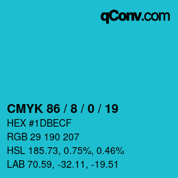 カラーコード: CMYK 86 / 8 / 0 / 19 | qconv.com
