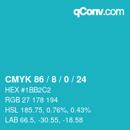 カラーコード: CMYK 86 / 8 / 0 / 24 | qconv.com