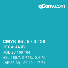 Color code: CMYK 86 / 8 / 0 / 28 | qconv.com