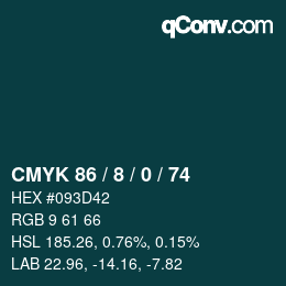 カラーコード: CMYK 86 / 8 / 0 / 74 | qconv.com