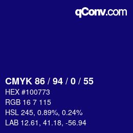 颜色代码: CMYK 86 / 94 / 0 / 55 | qconv.com